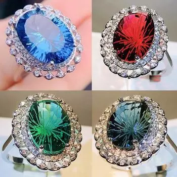 Кольцо для женщин с цветным фейерверком из камня Millennium Hand Stone, роскошно инкрустированное чистым телом и кольцом в стиле дворца искусства No. 6