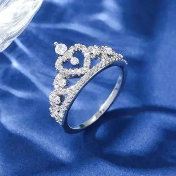 Кольцо GemChic женское сверкающее в форме сердца кольцо-корона женское легкое роскошное открывающееся регулируемое кольцо на день рождения рождественский подарок на день рождения - серебряный