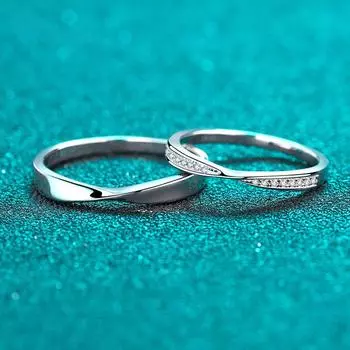 Кольцо из 100% стерлингового серебра 925 пробы с муассанитом для женщин и мужчин, кольцо для пары, подарок на день Святого Валентина, белое золото, унисекс, кольцо 5.5&US Size