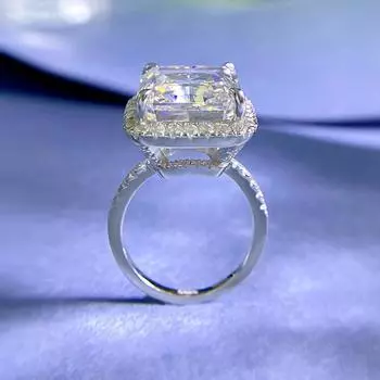 Кольцо из 18-каратного золота с колотым льдом, 12*14 мм, 8 карат, лабораторное кольцо с синтетическим бриллиантом для женщин, подарок, стерлинговое серебро 925 пробы, ювелирные изделия 9