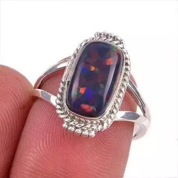 Кольцо из чистого серебра 925 пробы с натуральным эфиопским опалом ручной работы S.7 I4q33