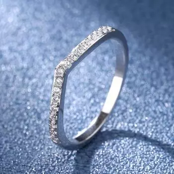 Кольцо из серебра 925 пробы, муассанит, простое, модное, белое, ряд колец в форме буквы V, женское, легкий роскошный ряд бриллиантов, многослойное ношение, нишевый, высокого класса 5