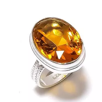 Кольцо из серебра 925 пробы с натуральным цитрином, размер 7 K5f68