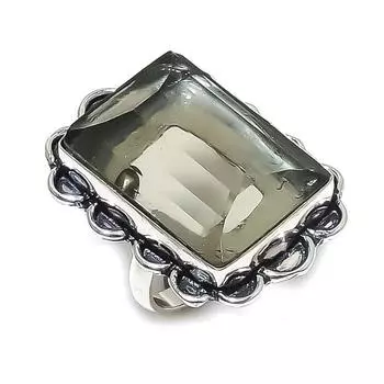 Кольцо из серебра 925 пробы с натуральным дымчатым топазом, размер 7 t6Z56
