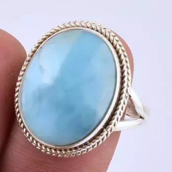 Кольцо из серебра 925 пробы с драгоценным камнем Natural Republic Larimar, размер S.9 i0P53