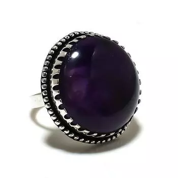 Кольцо из серебра 925 пробы с драгоценным камнем Sage Amethyst, размер 8 f5E56