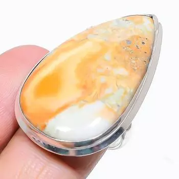 Кольцо из серебра 925 пробы с натуральным драгоценным камнем Малинга Джаспер, размер 6 v4v06
