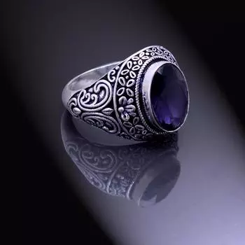 Кольцо из серебра 925 пробы с натуральным аметистом, размер 10,5, a4m78
