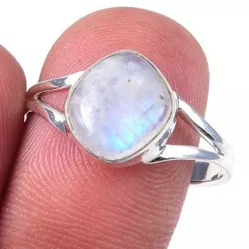 Кольцо из серебра 925 пробы с натуральным радужным лунным камнем ручной работы S.9 y2L77