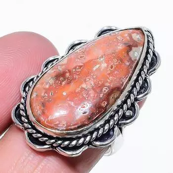 Кольцо из серебра 925 пробы с натуральным агатом, размер 10, s2w26