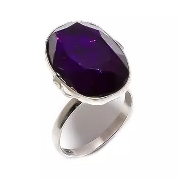 Кольцо из серебра 925 пробы с натуральным аметистом, размер 8,5 P7T76