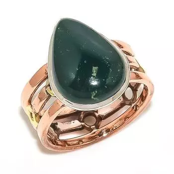 Кольцо из серебра 925 пробы с натуральным драгоценным камнем-кровавым камнем двухцветной формы S.9.5 I6C85