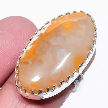 Кольцо из серебра 925 пробы с натуральным камнем «Коралл», размер 7, p7z82