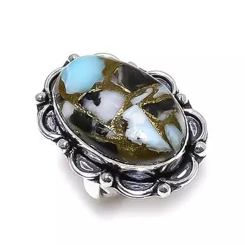 Кольцо из серебра 925 пробы с драгоценным камнем Zebra Jasper, размер 6 C1I14