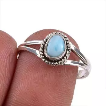 Кольцо из серебра 925 пробы с драгоценным камнем Natural Republic Larimar, размер 7 u5I58