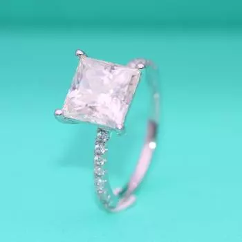 Кольцо из серебра 925 пробы с четырьмя сторонами, квадратное, с четырьмя когтями, муассанитом и бриллиантами для женщин, кольцо принцессы с микрозакрепкой, тонкое, складное и компактное 5