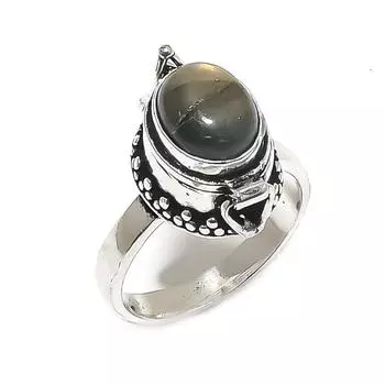 Кольцо из серебра 925 пробы с натуральным лабрадоритом, размер 9 v3F70