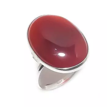 Кольцо из серебра 925 пробы с натуральным камнем сердоликом, размер 8 P5c39