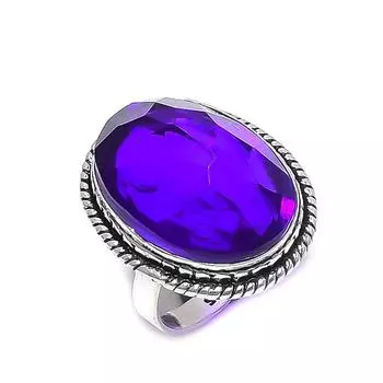 Кольцо из серебра 925 пробы с натуральным аметистом, размер 8,5 j8j95