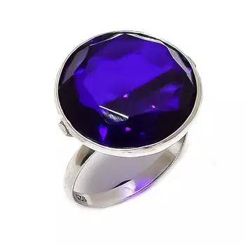 Кольцо из серебра 925 пробы с натуральным аметистом, размер 8, B1K31