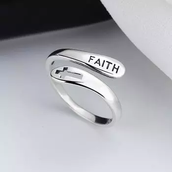 Кольцо из серебра 925 пробы в гонконгском стиле FAITH, кольцо-крест веры, корейская версия ювелирного изделия The Cold Wind, кольцо на указательный палец для женщин