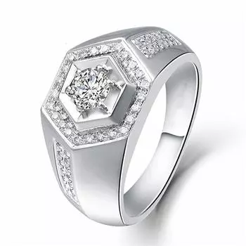 Кольцо из серебра S925 пробы, корейская версия, платиновое покрытие, мужское кольцо с бриллиантом, счетчик подлинных ювелирных изделий, свободное покрытие из бриллиантов, 8-каратное золотое кольцо с бриллиантом в стиле джаз, мужское one size