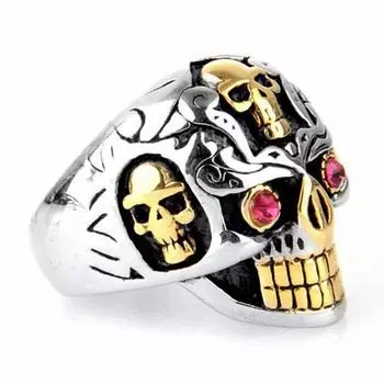 Кольцо из серебра S925 пробы, утолщенное, персонализированное, с изображением мотоцикла, золотого рубина, глаза, черепа, мужское кольцо 8