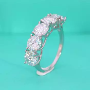 Кольцо из серебра S925 с муассанитом, рядное кольцо для женщин, закрытое, посеребренное, светлое, роскошное, круглое, высокого класса, простое, модное 5