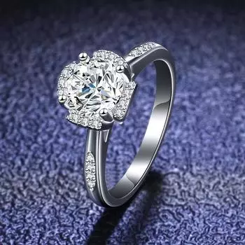 Кольцо из стерлингового серебра 925 пробы, кольцо с муассанитом 1 карат, женское кольцо с полыми четырьмя когтями, классическая корона, обручальное кольцо, предложение, кольцо с бриллиантом, подарок для подруги Opening is adjustable