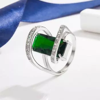 Кольцо из стерлингового серебра 925 пробы с зеленым изумрудом для женщин, ювелирные изделия из серебра 925 пробы с натуральным изумрудом и драгоценным камнем, кольца для вечеринок 6 зелёный