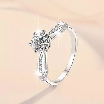 Кольцо из стерлингового серебра 925 пробы, женское кольцо с муассанитом, 1 карат, инкрустация, имитация ювелирных изделий, обручальное кольцо с бриллиантом, обручальное кольцо, подарок для подруги 9