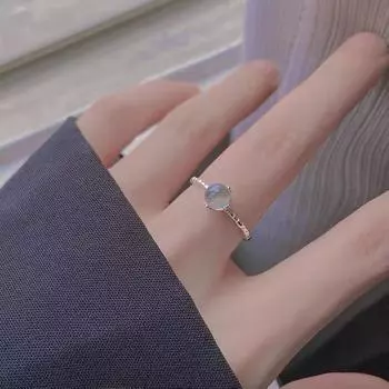 Кольцо из стерлингового серебра 925 пробы с лунным камнем, женский минималистичный дизайн, кольцо на указательный палец, светлое, роскошное, модное, персонализированное, холодный стиль