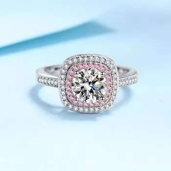 Кольцо из стерлингового серебра 925 пробы, женское, розовое золото, 1 карат, муассанит, бриллиантовое модное кольцо 13