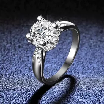 Кольцо из стерлингового серебра S925 с легким корпусом в один карат с четырьмя когтями, кольцо с бриллиантом из муассанита, предложение обручального кольца, кольцо с бриллиантом, подарок для подруги 10