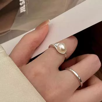 Кольцо из стерлингового серебра S925 с жемчугом, женский дизайн, особый интерес, легкая роскошь, высококачественный холодный стиль, модный указательный палец с открывающимся кольцом opening adjustable