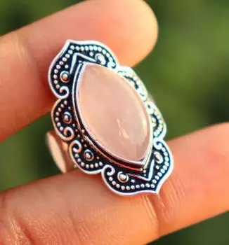 Кольцо из твердого серебра 925 пробы, кольцо из розового кварца, богемное кольцо, ювелирные изделия ручной работы, обручальное кольцо, серебряные ювелирные изделия с подвесками 6
