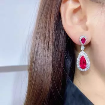 Кольцо-капля из серебра S925 с бриллиантами и иглами из воды, летние серьги 2024 года, геометрическая имитация, серьги Hongbao
