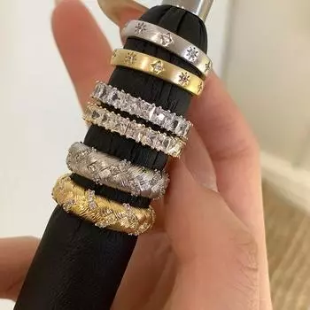 Кольцо Light Luxury Row Diamond Star Wheat Ear Open Ring для женщин, старинное, индивидуальное, модное, элегантное, темпераментное, универсальное