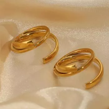 Кольцо Line Design Temperament Does Not Fade Ring женское легкое роскошное нишевое титановое стальное двойное кольцо из золота 18 карат No.6