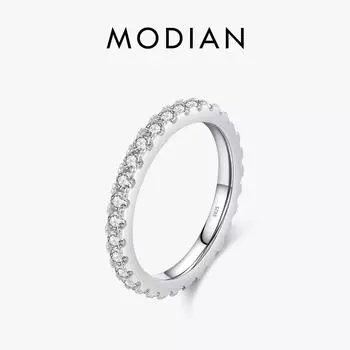 Кольцо Modian Luxe D Kleur с муассанитовым кольцом Voor Vrouwen Echt, стерлинговое серебро 925 пробы, Bruiloft Sieraden Met Prachtige Doos Cadeau 5 серебряный