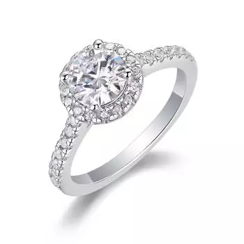 Кольцо-обнимашка из серебра S925 с муассанитом и закрытым кольцом Beauty 5