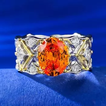 Кольцо Palace Retro 7 * 9 мм Fanta Orange, европейское, итальянское, серебряное, роскошный стиль 5