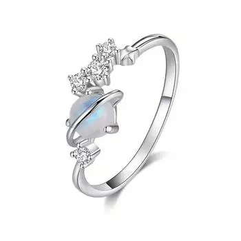 Кольцо Planet Geometric для женщин, индивидуальный дизайн Sense Of Daily Jewelry, имитация лунного камня Universe No.6