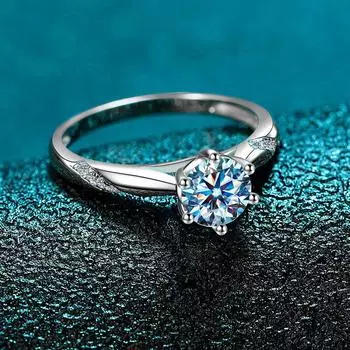 Кольцо Psychic Ring из серебра S925, простой формат, кольцо с шестью когтями и бриллиантами весом в один карат, трендовое полое кольцо с бриллиантами No. 5