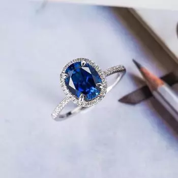 Кольцо Royal Blue с цирконами и несколькими бриллиантами для женщин No. 10 синий