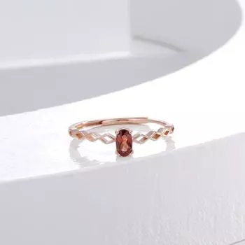 Кольцо S925 из серебра с геометрическим узором и светлым гранатом, открытое кольцо для женщин, нишевое кольцо на указательный палец, ретро-мода, индивидуальность Opening Adjustable розового золота