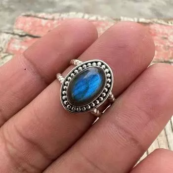 Кольцо с драгоценным камнем из лабрадорита, дизайнерское кольцо ручной работы, кольцо в стиле бохо, серебро 925 пробы, кольцо для праздничной одежды, серебряные украшения-подвески 6