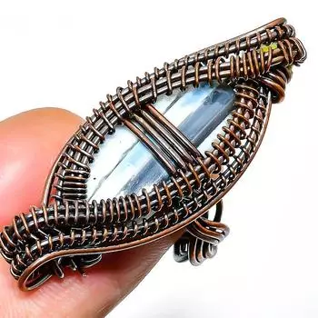 Кольцо с драгоценным камнем Owhyee Opal, размер 6,5, ручная работа, медная проволока