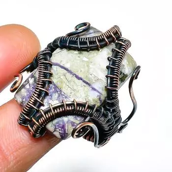 Кольцо с драгоценным камнем Tiffany Stone, размер 11,5, ручная работа, медная проволока