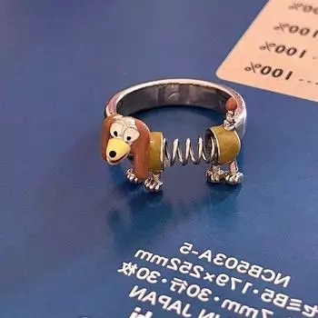 Кольцо с изображением милой весенней собаки из мультфильма, женская мода, индивидуальность, ниша, дизайн, чувство, указательный палец, пара, подруга, детское кольцо Opening Adjustable